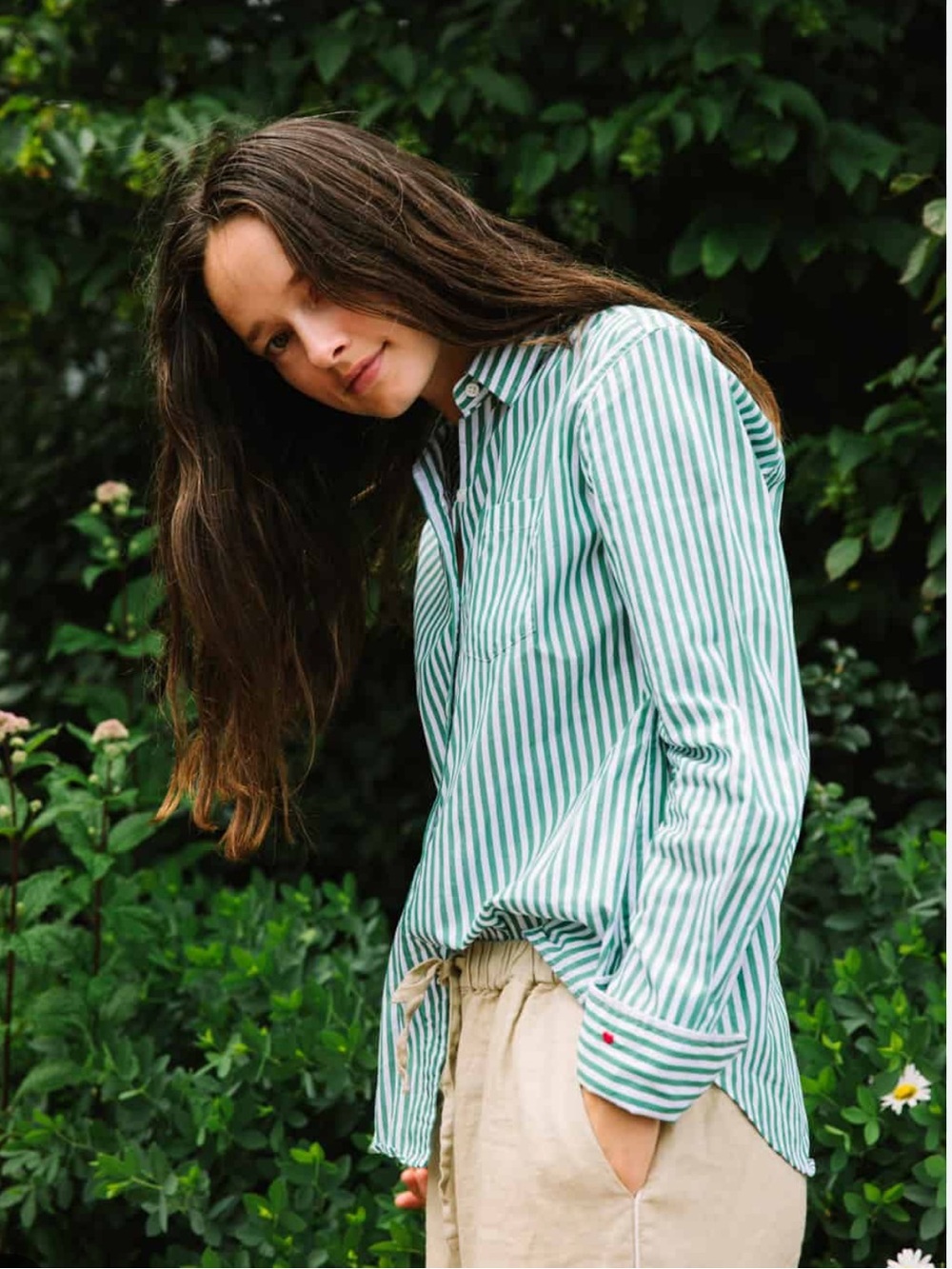 Alex Mill Green & White Striped Button-Down Shirt, Size XL, EUC - Picture 1 of 3